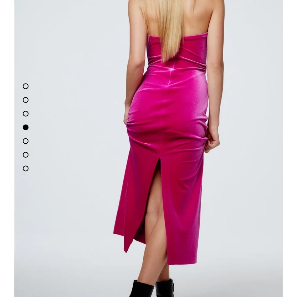Zara * Velvet Midi Dress Pink Size XS_5
